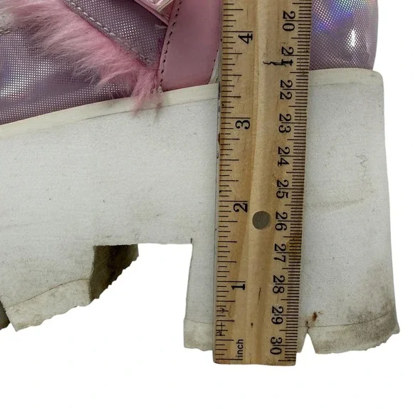 Demonia Ashes-120‎ holographic patent chunky platform boots women size 8 Pink - Picture 11 of 12